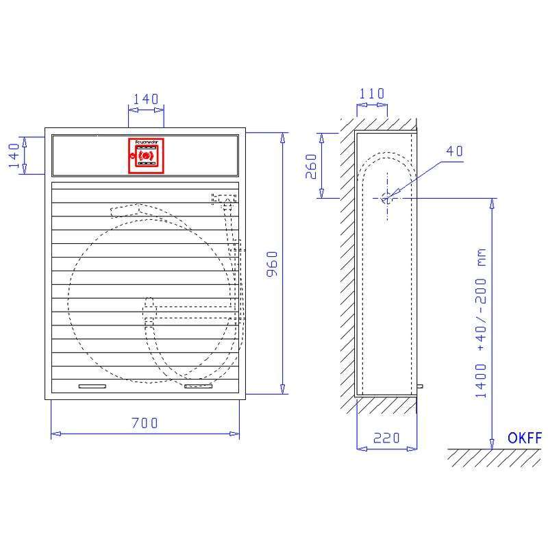 Selbsthilfe-Wandhydrant mit formstabilem Schlauch S-WES-mF-II-S-Ro-220
